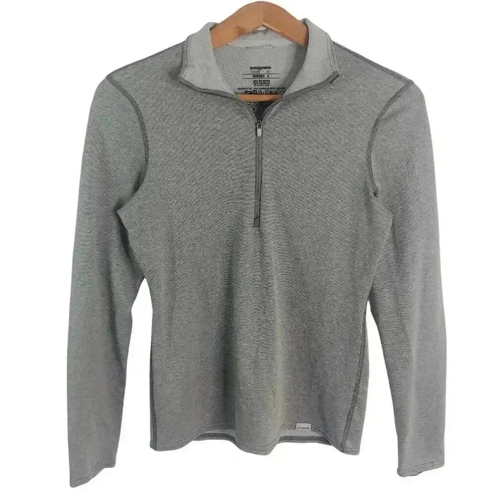 Patagonia Grey Heathered Quarter Zip Base Layer Women's Size S